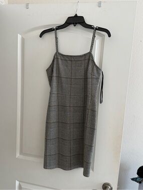 Forever 21 Gray Plaid Square-Neck Midi Slip Dress